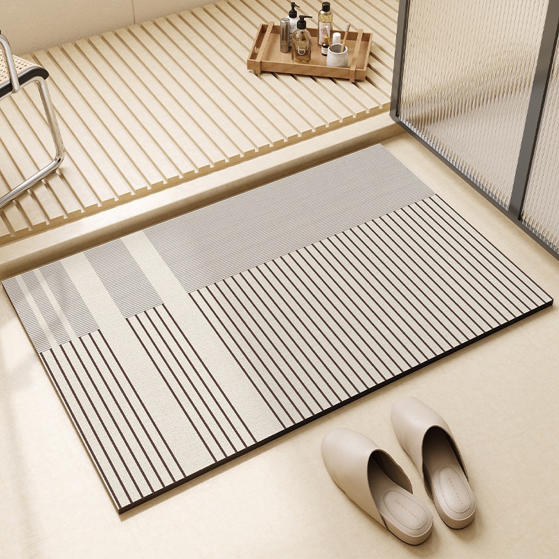 Bamboo Bath Mat - 浴室用フロアマット、珪藻土吸水マット、トイレ入口用カーペット、玄関用歩行マット