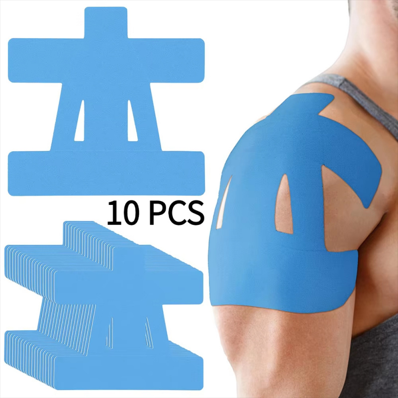 Sports Taping Precut - 肩の痛みを軽減するためのプレカットキネシオロジーテープ10枚 – 防水性があり、回旋筋腱板と怪我の回復をサポートする弾性サポートテープ