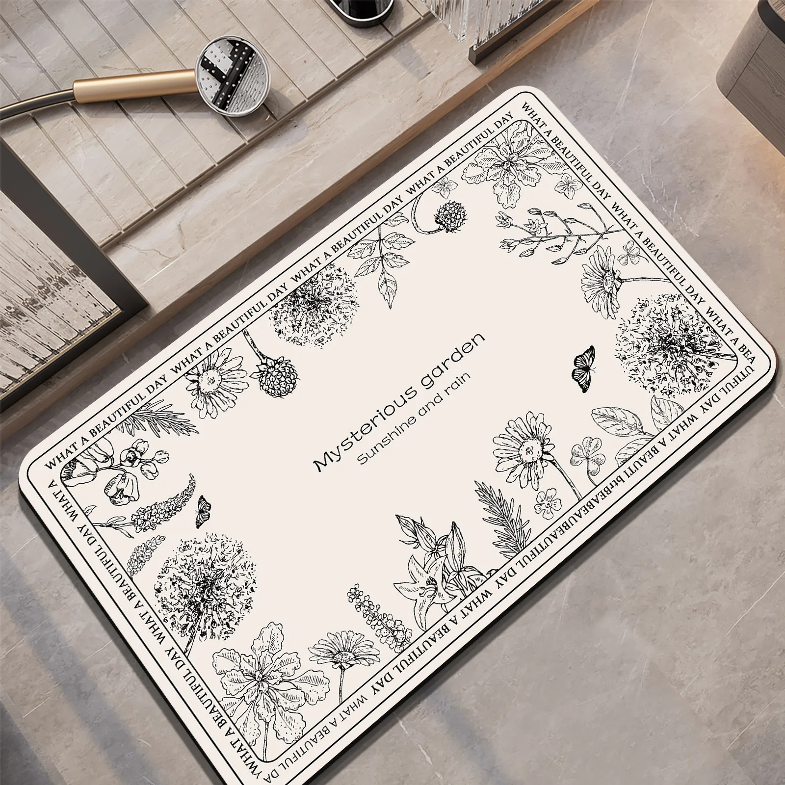 レトロ調の高級感あふれる磁器質バスマット。吸水性があり、速乾 - Bamboo Bath Mat のレビューと価格