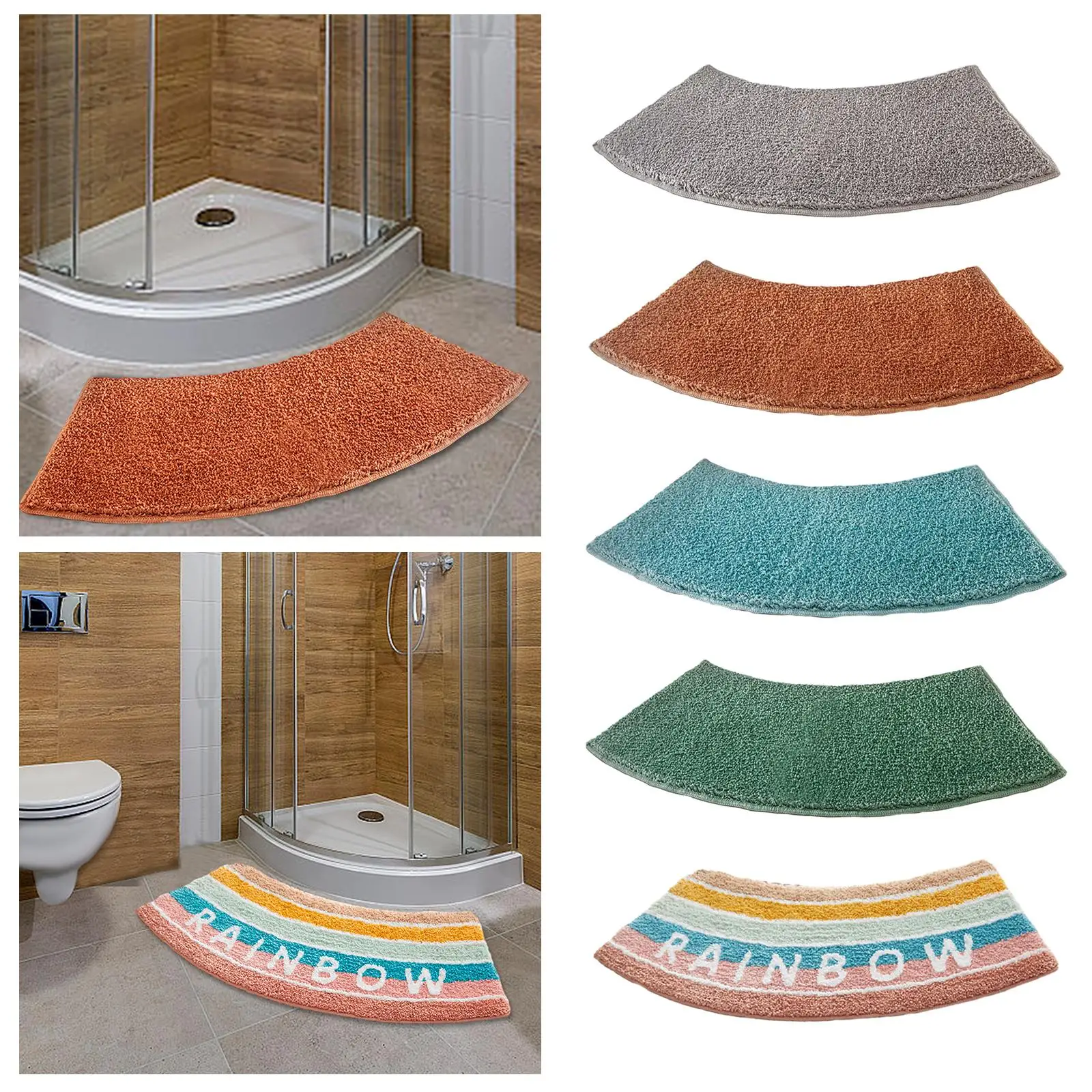湾曲したシャワーマット、トイレマット、洗面台マット。洗濯室、 - Bamboo Bath Mat のレビューと価格