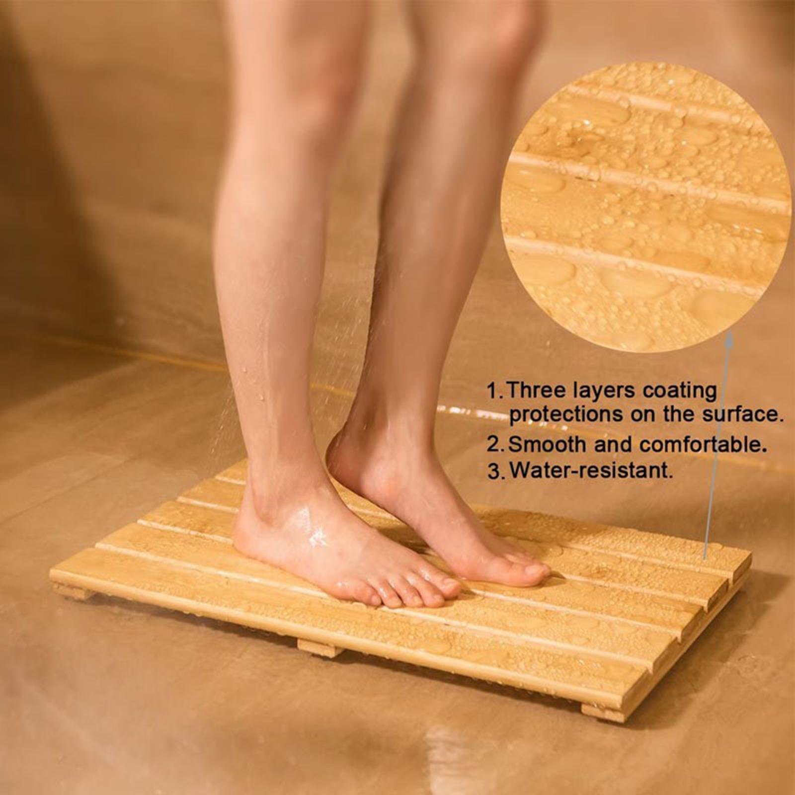 竹製バスマット おしゃれ 頑丈 防水 多用途 高さのある お - Bamboo Bath Mat のレビューと価格